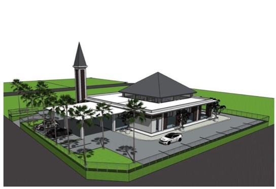 lukisan dan plan bangunan masjid nurul iman alor jernih 2